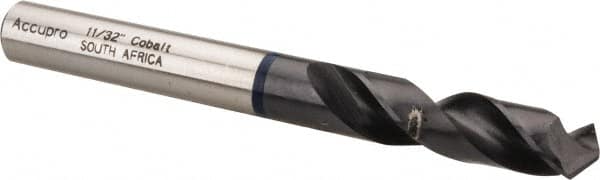 Accupro - 11/32" 120° Spiral Flute Cobalt Screw Machine Drill Bit - Exact Tooling