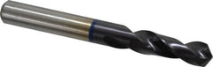 Accupro - 25/64" 120° Spiral Flute Cobalt Screw Machine Drill Bit - TiAlN Finish, Right Hand Cut, 43mm Flute Length, 89mm OAL, Faceted Point, Straight Shank - Exact Tooling