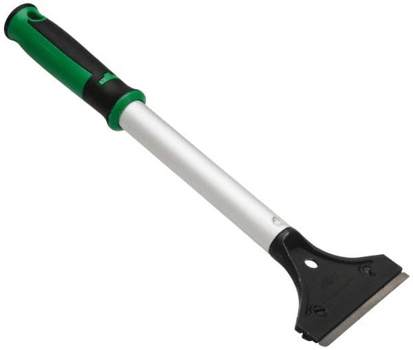 Unger - Carbon Steel 2-Edge Scraper - 4" Blade Width, 12" Long Aluminum Handle - Exact Tooling