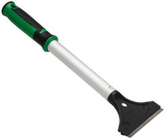 Unger - Carbon Steel 2-Edge Scraper - 4" Blade Width, 12" Long Aluminum Handle - Exact Tooling