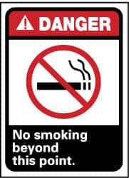 NMC - "Danger - No Smoking Beyond This Point", 14" Long x 10" Wide, Rigid Plastic Safety Sign - Rectangle, 0.05" Thick, Use for Accident Prevention - Exact Tooling