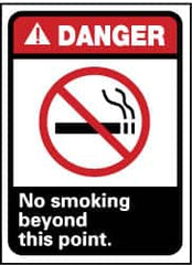 NMC - "Danger - No Smoking Beyond This Point", 14" Long x 10" Wide, Rigid Plastic Safety Sign - Rectangle, 0.05" Thick, Use for Accident Prevention - Exact Tooling