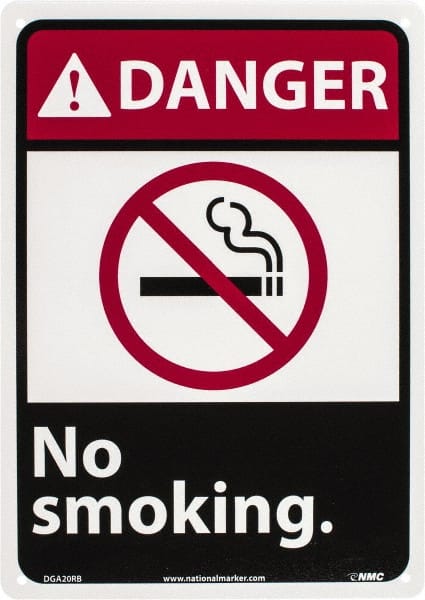NMC - "Danger - No Smoking", 14" Long x 10" Wide, Rigid Plastic Safety Sign - Rectangle, 0.05" Thick, Use for Accident Prevention - Exact Tooling