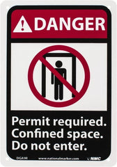 NMC - "Danger - Permit Required - Confined Space - Do Not Enter", 10" Long x 7" Wide, Rigid Plastic Safety Sign - Rectangle, 0.05" Thick, Use for Accident Prevention - Exact Tooling