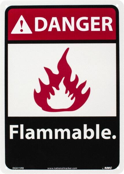 NMC - Danger - Flammable, Plastic Fire Sign - 10" Wide x 14" High - Exact Tooling