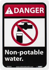 NMC - "Danger - Non-Potable Water", 10" Long x 7" Wide, Rigid Plastic Safety Sign - Rectangle, 0.05" Thick, Use for Restroom, Janitorial & Housekeeping - Exact Tooling