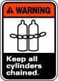NMC - "Warning - Keep All Cylinders Chained", 14" Long x 10" Wide, Rigid Plastic Safety Sign - Rectangle, 0.05" Thick, Use for Accident Prevention - Exact Tooling