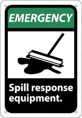NMC - "Emergency - Spill Response Equipment", 10" Long x 7" Wide, Rigid Plastic Safety Sign - Rectangle, 0.05" Thick, Use for Accident Prevention - Exact Tooling