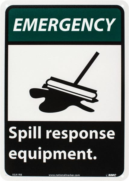 NMC - "Emergency - Spill Response Equipment", 14" Long x 10" Wide, Rigid Plastic Safety Sign - Rectangle, 0.05" Thick, Use for Accident Prevention - Exact Tooling