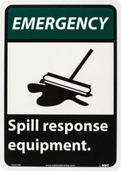 NMC - "Emergency - Spill Response Equipment", 14" Long x 10" Wide, Rigid Plastic Safety Sign - Rectangle, 0.05" Thick, Use for Accident Prevention - Exact Tooling