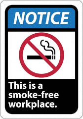 NMC - "Notice - This Is a Smoke-Free Workplace", 10" Long x 7" Wide, Rigid Plastic Safety Sign - Rectangle, 0.05" Thick, Use for Security & Admittance - Exact Tooling