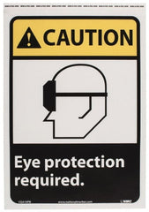 NMC - "Caution - Eye Protection Required", 14" Long x 10" Wide, Pressure-Sensitive Vinyl Safety Sign - Rectangle, 0.004" Thick, Use for Accident Prevention - Exact Tooling