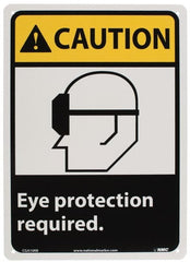 NMC - "Caution - Eye Protection Required", 14" Long x 10" Wide, Rigid Plastic Safety Sign - Rectangle, 0.05" Thick, Use for Accident Prevention - Exact Tooling