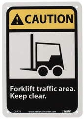 NMC - "Caution - Forklift Traffic Area - Keep Clear", 10" Long x 7" Wide, Rigid Plastic Safety Sign - Rectangle, 0.05" Thick, Use for Accident Prevention - Exact Tooling