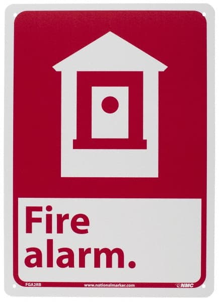 NMC - Fire Alarm, Plastic Fire Sign - 10" Wide x 14" High - Exact Tooling