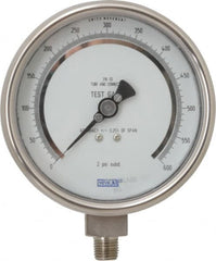 Wika - 4" Dial, 1/4 Thread, 0-600 Scale Range, Pressure Gauge - Lower Connection Mount, Accurate to 0.25% of Scale - Exact Tooling