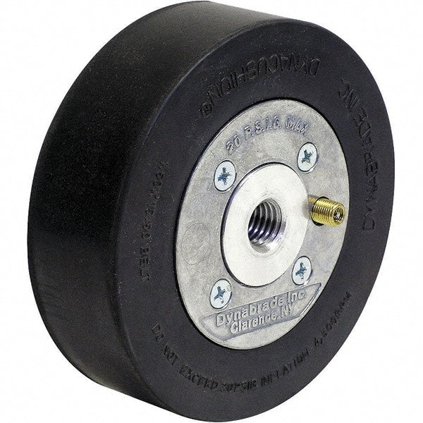 Dynabrade - 5" Wheel OD, 1-1/2" Wheel Width, 4,500 RPM, Aluminum, Pneumatic Wheel with Hub - 15-1/2" Long x 1-1/2" Wide, 5/8" Wheel Arbor Hole, For Use with 13214 & 13523 Dynastraight Air-Powered Abrasive Finishing Tools - Exact Tooling