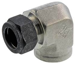 Parker - 1/4" OD, Stainless Steel Female Elbow - 1-1/16" Hex, Comp x FNPT Ends - Exact Tooling