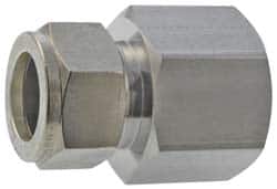 Parker - 1/2" OD, Stainless Steel Female Connector - -425 to 1,200°F, 7/8" Hex, Comp x FNPT Ends - Exact Tooling
