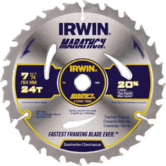 Irwin - 6-1/2" Diam, 5/8" Arbor Hole Diam, 18 Tooth Wet & Dry Cut Saw Blade - Carbide-Tipped, Framing & Ripping Action, Standard Round Arbor - Exact Tooling