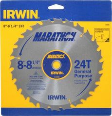 Irwin - 8-1/4" Diam, 5/8" Arbor Hole Diam, 24 Tooth Wet & Dry Cut Saw Blade - Carbide-Tipped, General Purpose Action, Diamond Arbor - Exact Tooling
