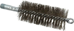 Schaefer Brush - 4-1/2" Brush Length, 2" Diam, Double Stem, Double Spiral Tube Brush - 7-1/4" Long, Stainless Steel, 1/4" NPSM Male Connection - Exact Tooling