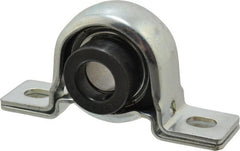 Value Collection - 3/4" ID, 4-1/4" OAL x 2-7/32" OAH Pillow Block - 1,650 Lb Static Cap, 2,830 Lb Dyn Cap, 3.3906" Btw Mnt Hole Ctrs, 1-1/8" Base-to-Ctr Ht, Stamped Steel Rubber Mount - Exact Tooling
