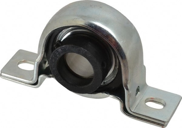 Value Collection - 1" ID, 4.5937" OAL x 2-5/8" OAH Pillow Block - 1,740 Lb Static Cap, 3,100 Lb Dyn Cap, 3-3/4" Btw Mnt Hole Ctrs, 1-5/16" Base-to-Ctr Ht, Stamped Steel Rubber Mount - Exact Tooling