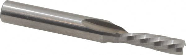 Onsrud - 3/16" Cutting Diam x 5/8" Length of Cut, 1 Flute, Downcut Spiral Router Bit - Uncoated, Right Hand Cut, Solid Carbide, 2" OAL x 1/4" Shank Diam, Single Edge, 21° Helix Angle - Exact Tooling