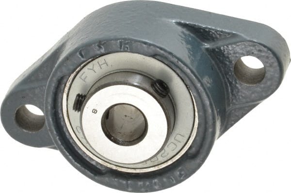 Value Collection - 1/2" ID, 2-7/32" OAW x 3-7/8" OAL x 2-7/32" OAH 2-Bolt High Temperature Flange Bearing - 1,650 Lb Static Cap, 2,830 Lb Dyn Cap, 3" Btw Mnt Hole Ctrs, 19/32" Base-to-Ctr Ht, Cast Iron - Exact Tooling