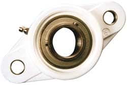 Value Collection - 1-1/8" ID, 1-19/32" OAL x 5-13/16" OAH 2-Bolt Flange Mounted Bearing - 2,540 Lb Static Cap, 4,383 Lb Dyn Cap, 4.6094" Btw Mnt Hole Ctrs, SS Thermoplastic - Exact Tooling