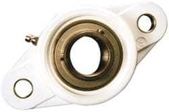 Value Collection - 1-3/8" ID, 1-3/4" OAL x 6-11/32" OAH 2-Bolt Flange Mounted Bearing - 3,462 Lb Static Cap, 5,777 Lb Dyn Cap, 5-1/8" Btw Mnt Hole Ctrs, SS Thermoplastic - Exact Tooling