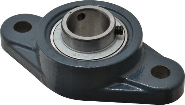 Value Collection - 1" ID, 2-11/16" OAW x 5-1/8" OAL x 2-11/16" OAH 2-Bolt High Temperature Flange Bearing - 1,740 Lb Static Cap, 3,100 Lb Dyn Cap, 3.891" Btw Mnt Hole Ctrs, 5/8" Base-to-Ctr Ht, Cast Iron - Exact Tooling