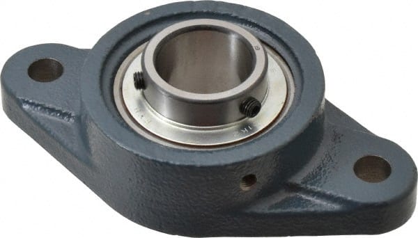 Value Collection - 1-3/16" ID, 3-5/32" OAW x 5-13/16" OAL x 3-5/32" OAH 2-Bolt High Temperature Flange Bearing - 2,500 Lb Static Cap, 4,300 Lb Dyn Cap, 4.594" Btw Mnt Hole Ctrs, 45/64" Base-to-Ctr Ht, Cast Iron - Exact Tooling