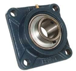 Value Collection - 2-3/16" ID, 6-3/8" OAW x 6-3/8" OAL x 6-3/8" OAH 4-Bolt High Temperature Flange Bearing - 6,470 Lb Static Cap, 9,550 Lb Dyn Cap, 5-1/8" Btw Mnt Hole Ctrs, 63/64" Base-to-Ctr Ht, Cast Iron - Exact Tooling