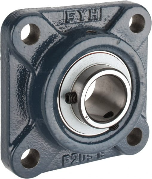 Value Collection - 1" ID, 3-3/4" OAW x 3-3/4" OAL x 3-3/4" OAH 4-Bolt High Temperature Flange Bearing - 1,740 Lb Static Cap, 3,100 Lb Dyn Cap, 2-3/4" Btw Mnt Hole Ctrs, 5/8" Base-to-Ctr Ht, Cast Iron - Exact Tooling