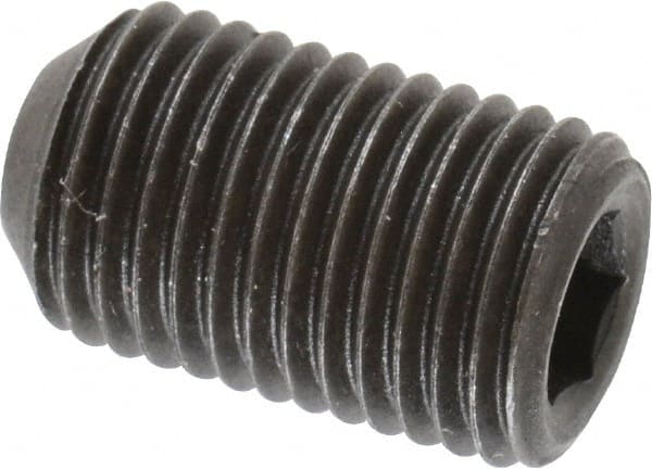 Value Collection - 3/8-24 UNF, 5/8" OAL, Cup Point Set Screw - Grade 8 Alloy Steel, 3/16" Key - Exact Tooling