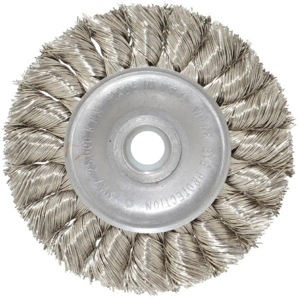 Anderson - 3" OD, 1/2" Arbor Hole, Knotted Stainless Steel Wheel Brush - 3/8" Face Width, 5/8" Trim Length, 0.014" Filament Diam, 25,000 RPM - Exact Tooling