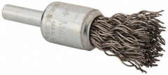 Anderson - 1/2" Brush Diam, Crimped, End Brush - 1/4" Diam Shank, 25,000 Max RPM - Exact Tooling