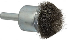 Anderson - 1-1/4" Brush Diam, Crimped, Flared End Brush - 1/4" Diam Shank, 20,000 Max RPM - Exact Tooling