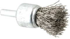 Anderson - 3/4" Brush Diam, Crimped, End Brush - 1/4" Diam Shank, 22,000 Max RPM - Exact Tooling