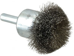 Anderson - 1-1/2" Brush Diam, Crimped, Flared End Brush - 1/4" Diam Shank, 20,000 Max RPM - Exact Tooling