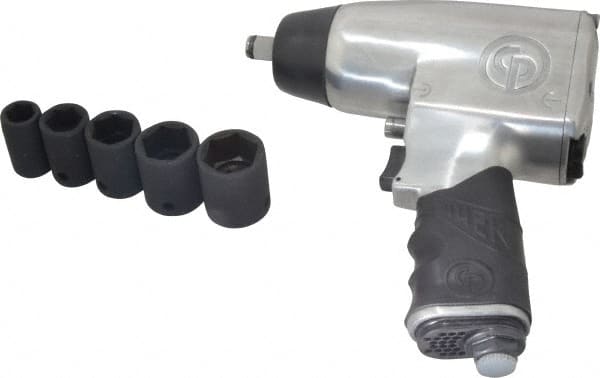 Chicago Pneumatic - 1/2" Drive, 8,400 RPM, 200 Ft/Lb Torque Impact Wrench Set - Pistol Grip Handle, 1,020 IPM, 12 CFM, 90 psi, 1/4" NPTF Inlet - Exact Tooling