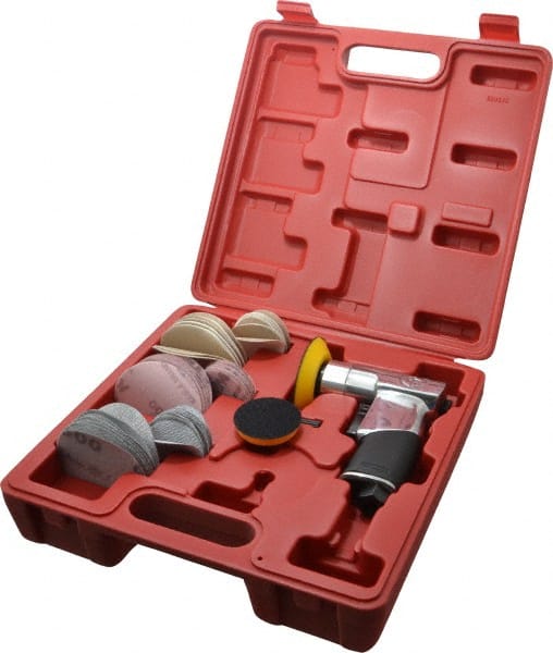 Chicago Pneumatic - 15,000 OPM, 21 CFM Air Consumption, Right Angle Air Orbital Sander - Round Pad, 1/4" Inlet - Exact Tooling
