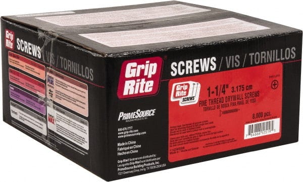 Value Collection - #6, 1-1/4" OAL, Phillips Drive Bugle Head, Steel Drywall Screws - Black Phosphate Finish, Grade 1018 - Exact Tooling