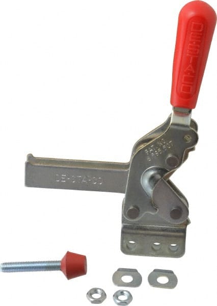 De-Sta-Co - 1,000 Lb Holding Capacity, Vertical Handle, Manual Hold Down Toggle Clamp - 64° Handle Movement, 76° Bar Opening, U-Bar, Straight Base, Electro-Plated Zinc, Carbon Steel - Exact Tooling