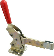 De-Sta-Co - 1,400 Lb Holding Capacity, Vertical Handle, Manual Hold Down Toggle Clamp - 66° Handle Movement, 78° Bar Opening, Solid Bar, Flanged Base, Electro-Plated Zinc, Carbon Steel - Exact Tooling