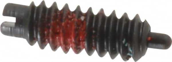 Gibraltar - 6-32, 3/8" Thread Length, 1/16" Plunger Projection, Steel Threaded Spring Plunger - 0.046" Max Plunger Diam, 0.5 Lb Init End Force, 3.5 Lb Final End Force - Exact Tooling