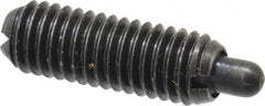 Gibraltar - 10-32, 9/16" Thread Length, 1/8" Plunger Projection, Steel Threaded Spring Plunger - 0.093" Max Plunger Diam, 0.3 Lb Init End Force, 3 Lb Final End Force - Exact Tooling
