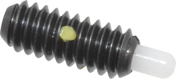 Gibraltar - 1/4-20, 5/8" Thread Length, 3/16" Plunger Projection, Steel Threaded Spring Plunger - 0.119" Max Plunger Diam, 0.5 Lb Init End Force, 6 Lb Final End Force - Exact Tooling